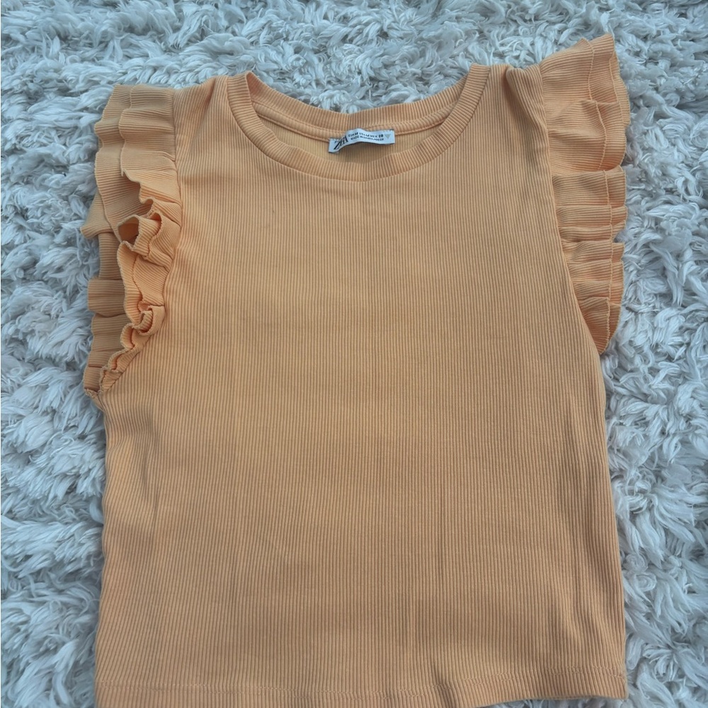 Zara Ruffled Sleeve Orange Top
